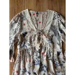 Miss Me Floral Lace Boho Blouse Size Small